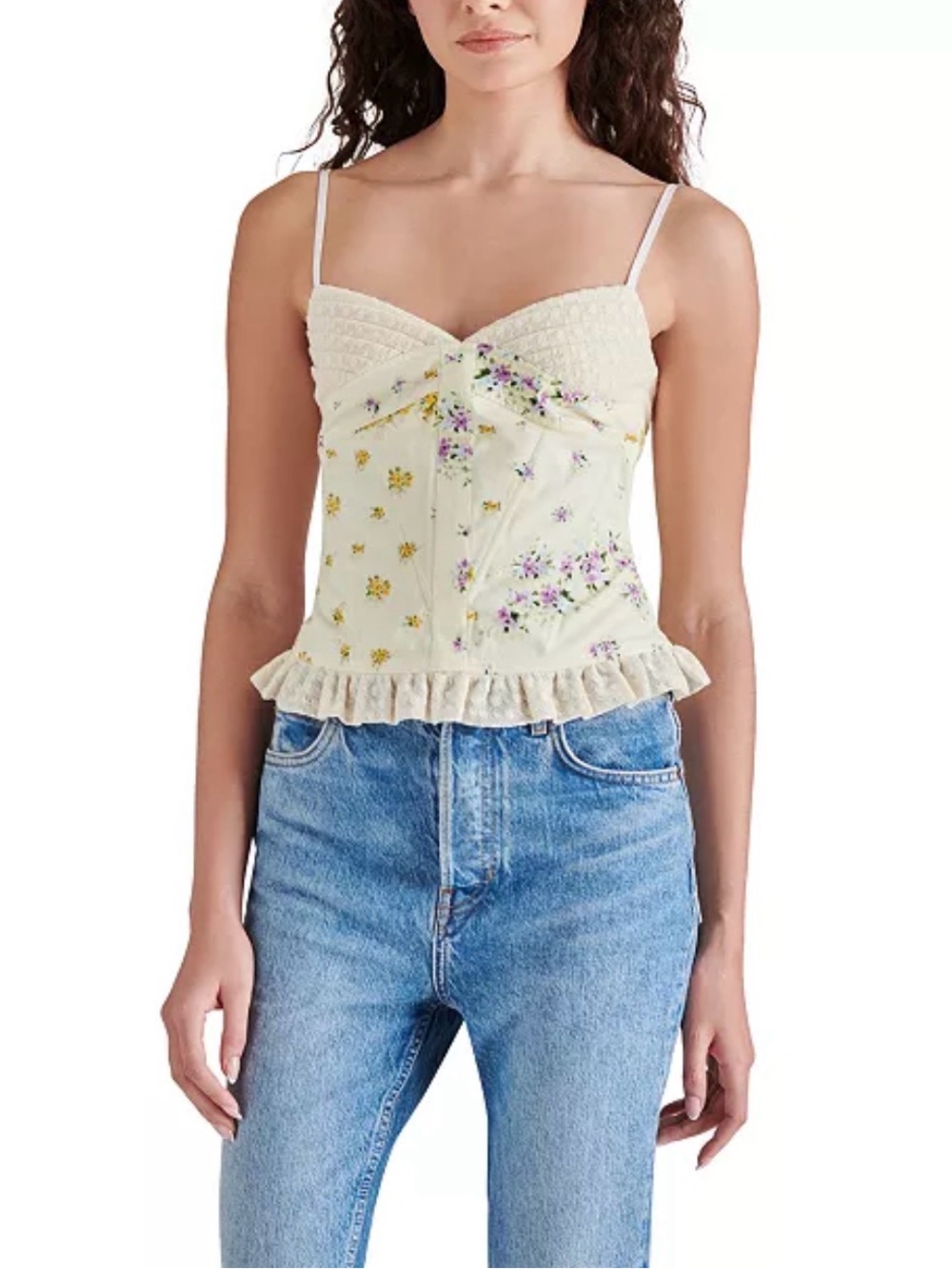 Steve Madden Women's Blossom Sleeveless Ruffle-Trim Top Size Small